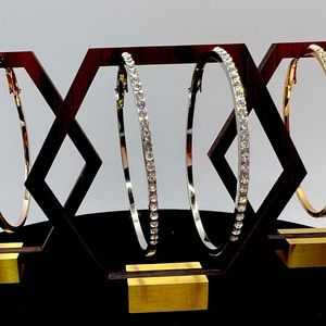 Rhinestone Hoop Earrings: Silver